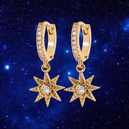 Bethlehem hoop earrings set with gold plated claw and oxide Star of the Shepherd