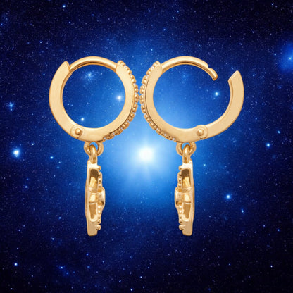 Bethlehem hoop earrings set with gold plated claw and oxide Star of the Shepherd