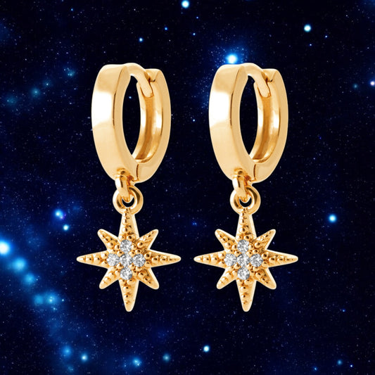 Bethlehem gold-plated and oxide Shepherd's Star hoop earrings