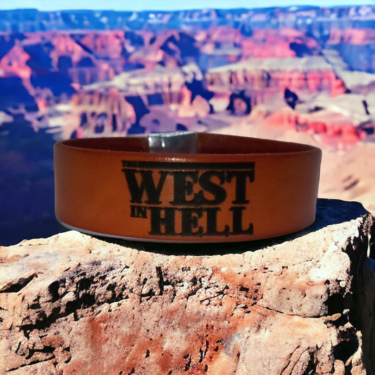 The West in Hell leather bracelet Brown orange