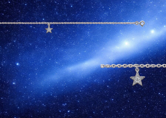 Silver and oxide shepherd's star anklet