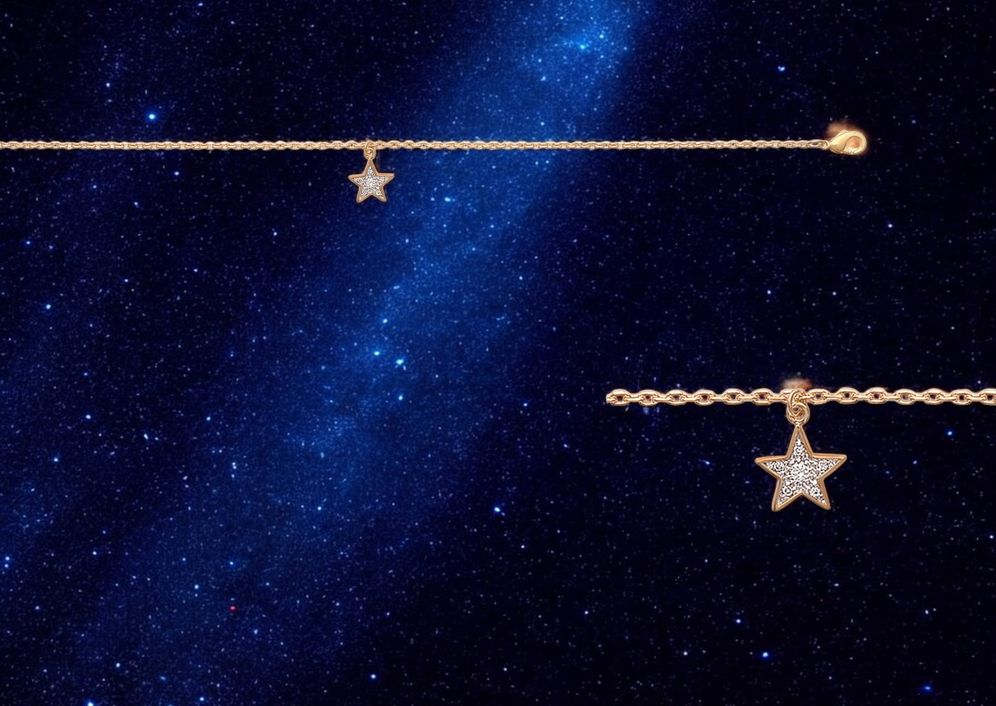 Gold and oxide plated ankle chain Shepherd's Star