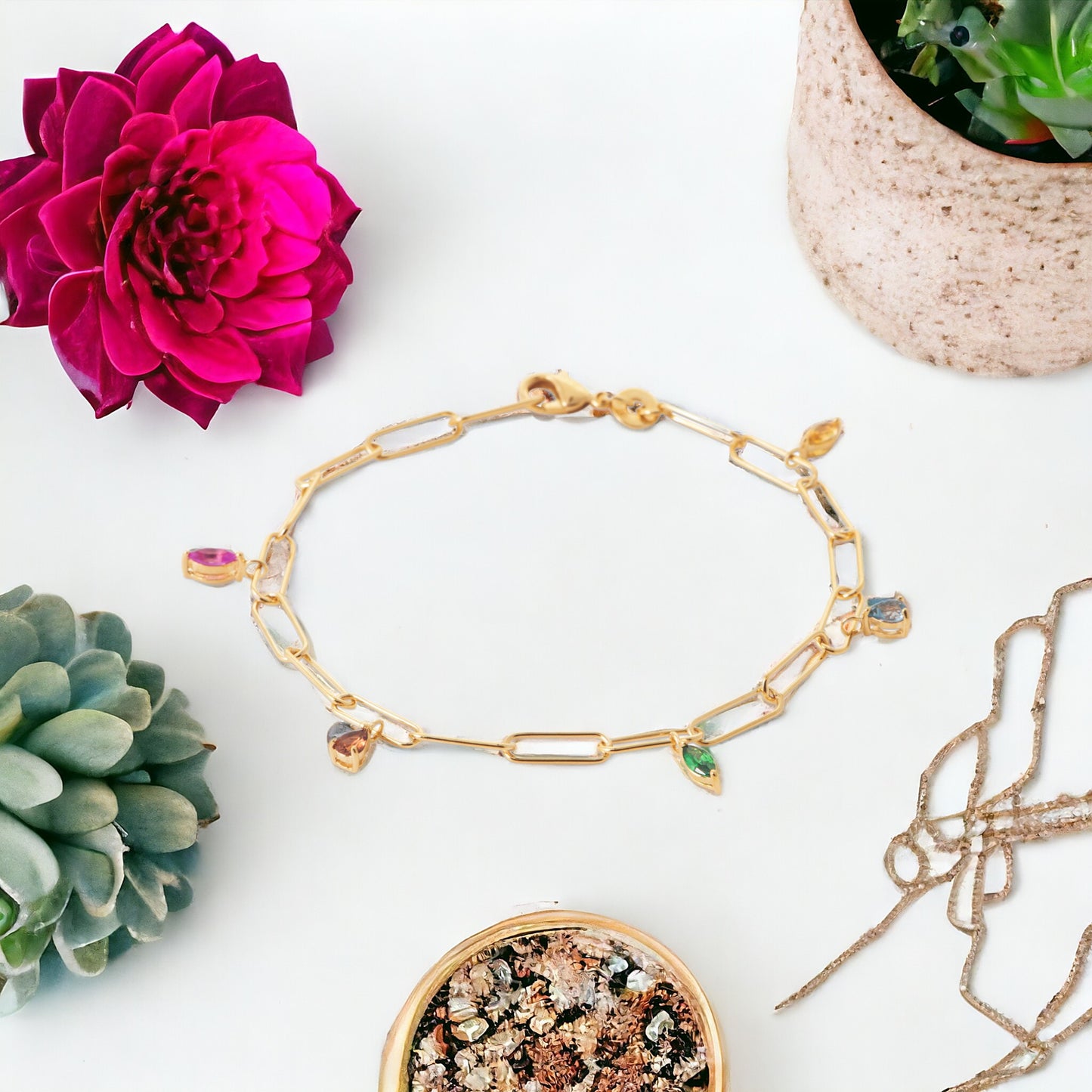 Noé crystal and coffee bean bracelet